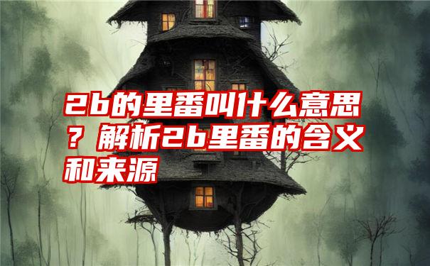 2b的里番叫什么意思？解析2b里番的含义和来源