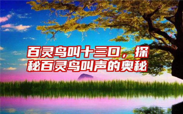 百灵鸟叫十三口,探秘百灵鸟叫声的奥秘