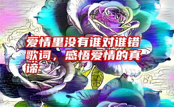 爱情里没有谁对谁错歌词，感悟爱情的真谛