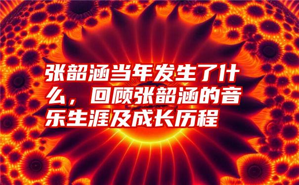 张韶涵当年发生了什么，回顾张韶涵的音乐生涯及成长历程