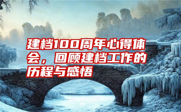 建档100周年心得体会，回顾建档工作的历程与感悟