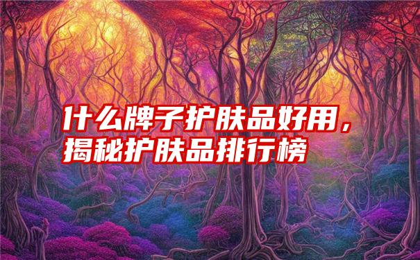 什么牌子护肤品好用，揭秘护肤品排行榜