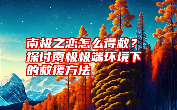 南极之恋怎么得救？探讨南极极端环境下的救援方法