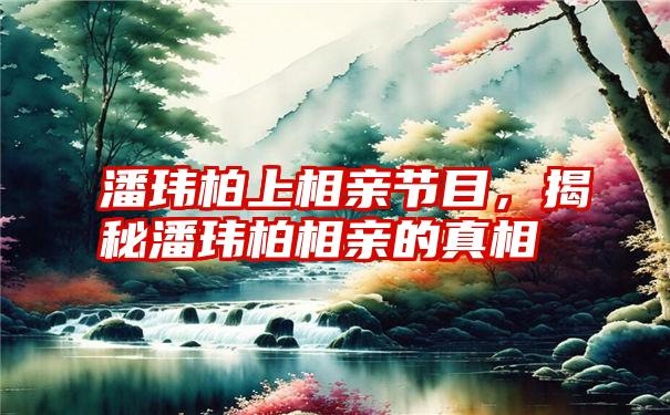 潘玮柏上相亲节目,揭秘潘玮柏相亲的真相