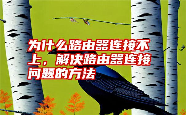 为什么路由器连接不上，解决路由器连接问题的方法