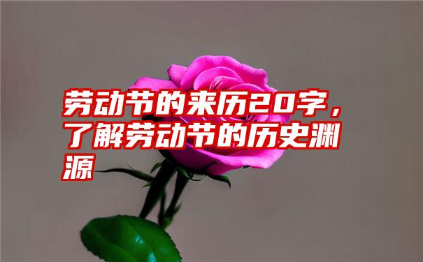 劳动节的来历20字，了解劳动节的历史渊源