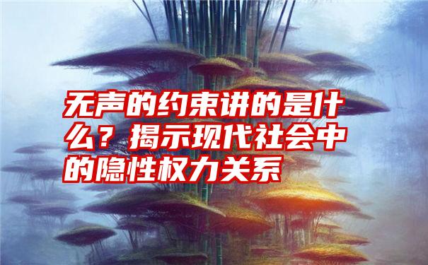 无声的约束讲的是什么？揭示现代社会中的隐性权力关系