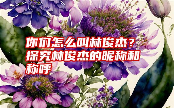 你们怎么叫林俊杰？探究林俊杰的昵称和称呼