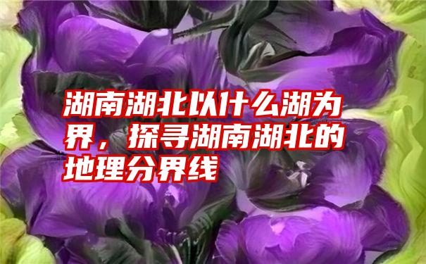 湖南湖北以什么湖为界，探寻湖南湖北的地理分界线