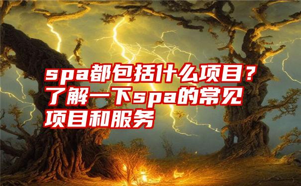 spa都包括什么项目？了解一下spa的常见项目和服务