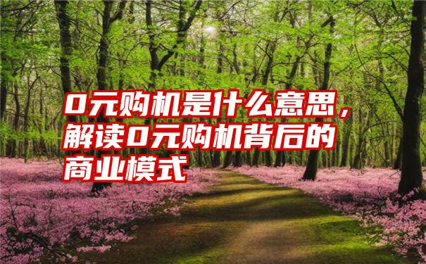 0元购机是什么意思，解读0元购机背后的商业模式