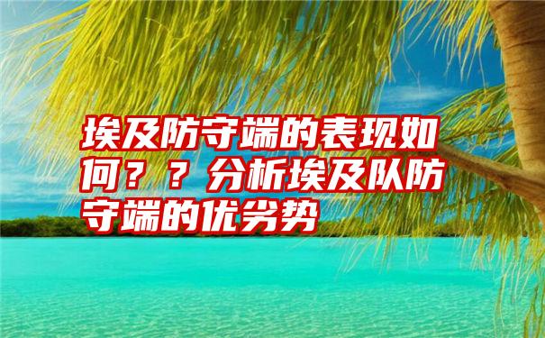 埃及防守端的表现如何？？分析埃及队防守端的优劣势