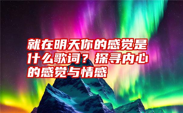 就在明天你的感觉是什么歌词？探寻内心的感觉与情感