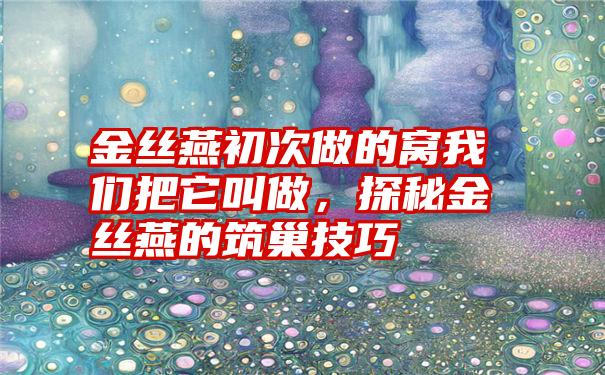 金丝燕初次做的窝我们把它叫做，探秘金丝燕的筑巢技巧