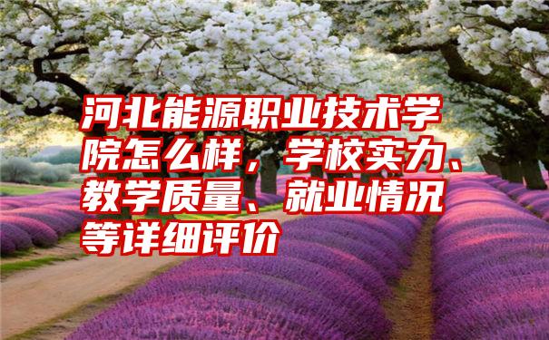 河北能源职业技术学院怎么样，学校实力、教学质量、就业情况等详细评价