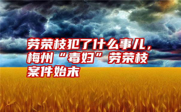 劳荣枝犯了什么事儿，梅州“毒妇”劳荣枝案件始末