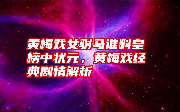 黄梅戏女驸马谁料皇榜中状元，黄梅戏经典剧情解析