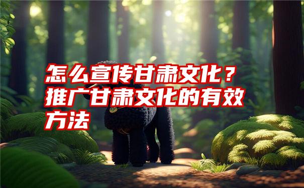 怎么宣传甘肃文化？推广甘肃文化的有效方法