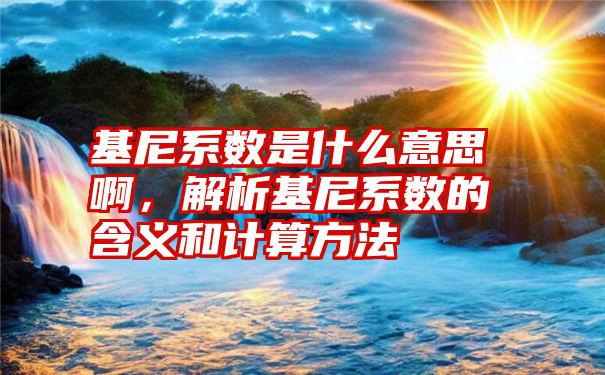 基尼系数是什么意思啊，解析基尼系数的含义和计算方法