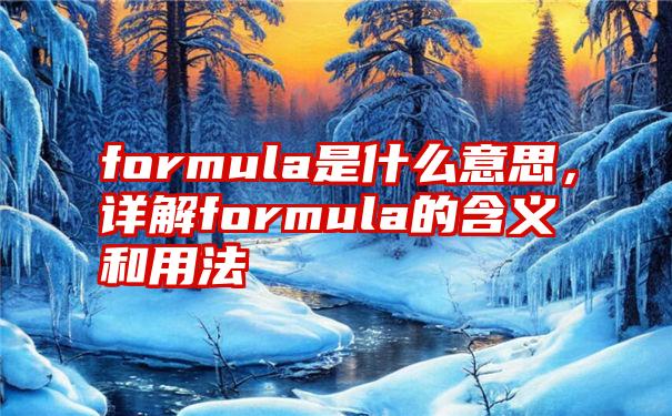 formula是什么意思，详解formula的含义和用法