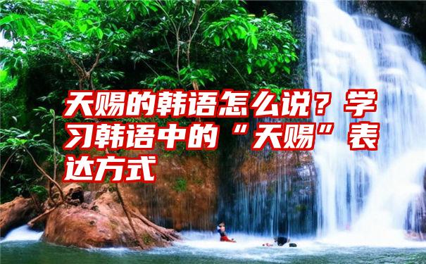 天赐的韩语怎么说？学习韩语中的“天赐”表达方式