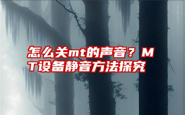 怎么关mt的声音？MT设备静音方法探究