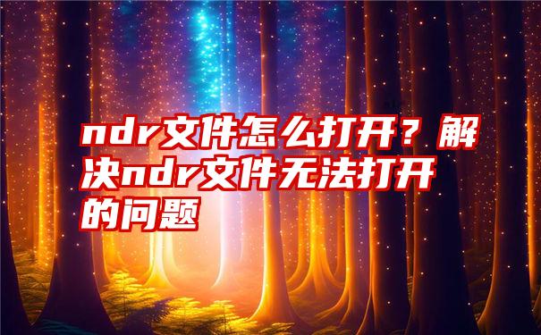 ndr文件怎么打开？解决ndr文件无法打开的问题