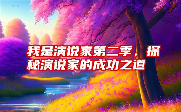 我是演说家第二季，探秘演说家的成功之道