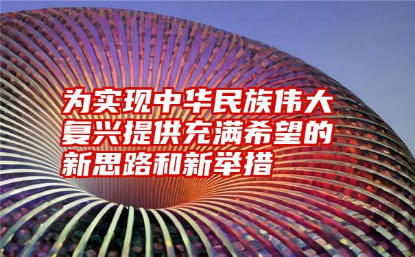 为实现中华民族伟大复兴提供充满希望的新思路和新举措