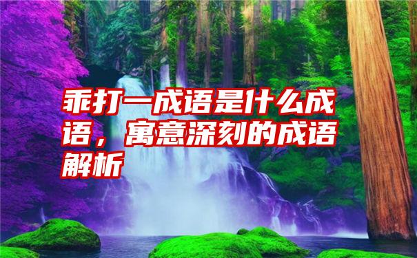 乖打一成语是什么成语，寓意深刻的成语解析