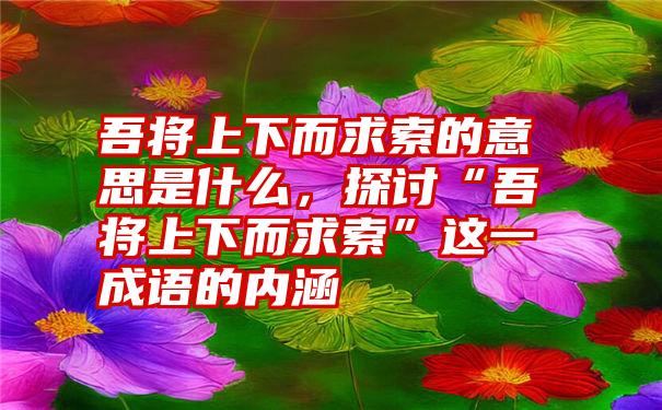 吾将上下而求索的意思是什么，探讨“吾将上下而求索”这一成语的内涵