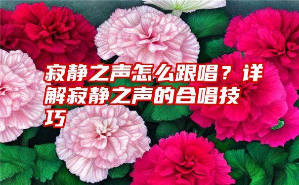 寂静之声怎么跟唱？详解寂静之声的合唱技巧