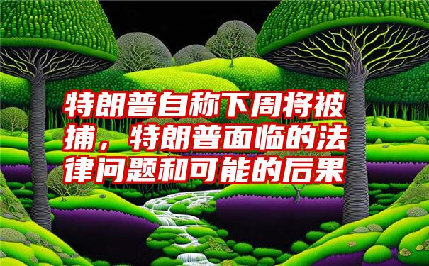 特朗普自称下周将被捕,特朗普面临的法律问题和可能的后果