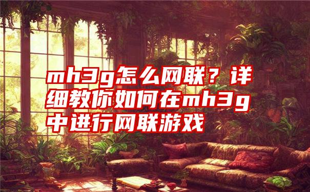 mh3g怎么网联？详细教你如何在mh3g中进行网联游戏