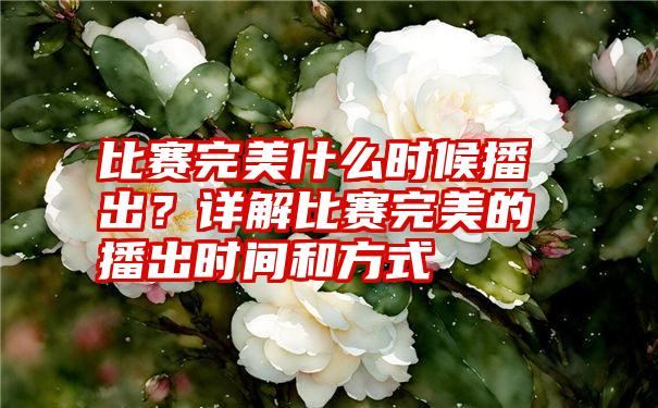 比赛完美什么时候播出？详解比赛完美的播出时间和方式