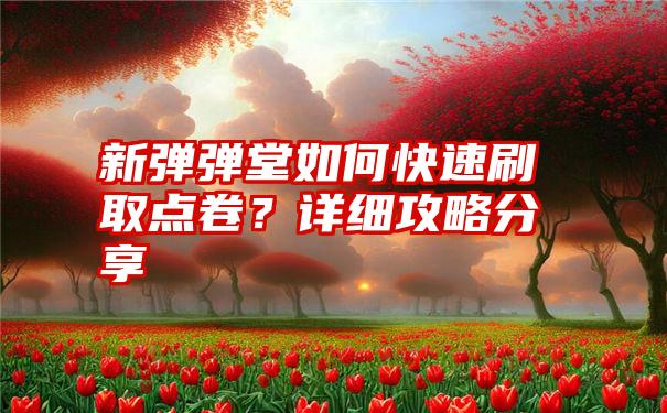 新弹弹堂如何快速刷取点卷？详细攻略分享