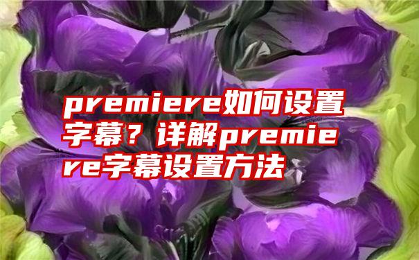 premiere如何设置字幕？详解premiere字幕设置方法