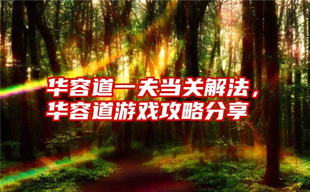 华容道一夫当关解法，华容道游戏攻略分享