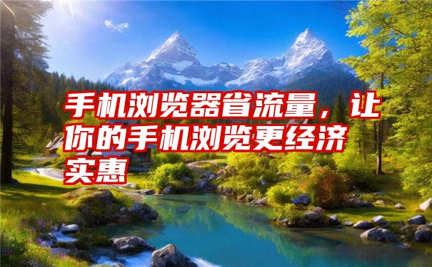 手机浏览器省流量,让你的手机浏览更经济实惠