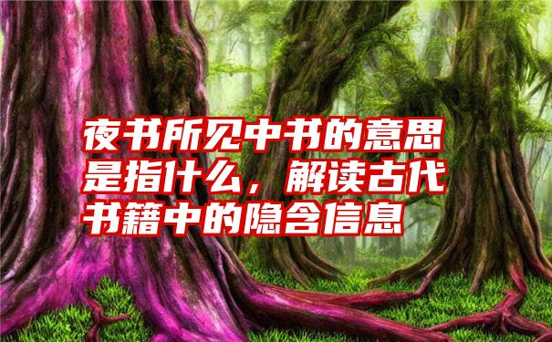 夜书所见中书的意思是指什么,解读古代书籍中的隐含信息