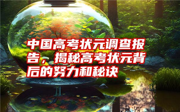 中国高考状元调查报告，揭秘高考状元背后的努力和秘诀