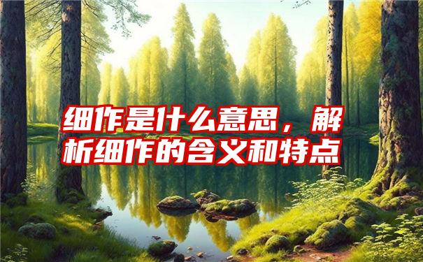 细作是什么意思，解析细作的含义和特点
