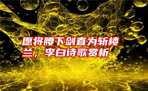 愿将腰下剑直为斩楼兰,李白诗歌赏析