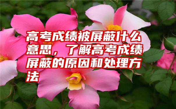 高考成绩被屏蔽什么意思，了解高考成绩屏蔽的原因和处理方法