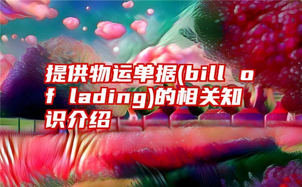 提供物运单据(bill of lading)的相关知识介绍