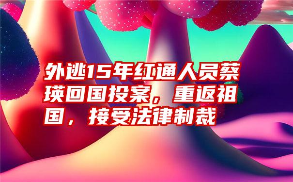 外逃15年红通人员蔡瑛回国投案，重返祖国，接受法律制裁