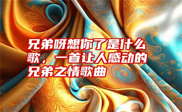 兄弟呀想你了是什么歌,一首让人感动的兄弟之情歌曲