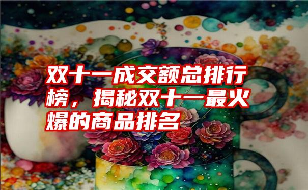 双十一成交额总排行榜，揭秘双十一最火爆的商品排名