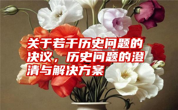 关于若干历史问题的决议，历史问题的澄清与解决方案