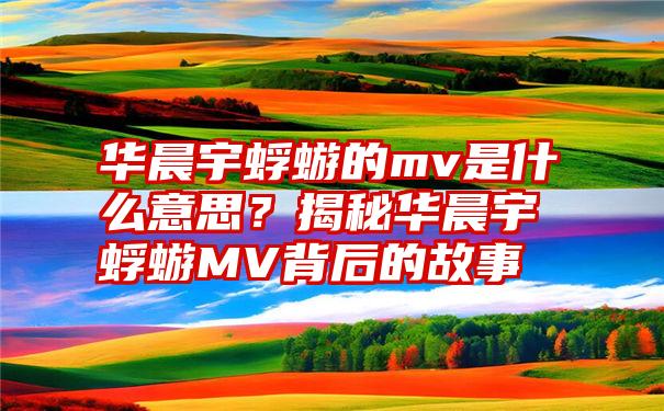 华晨宇蜉蝣的mv是什么意思？揭秘华晨宇蜉蝣MV背后的故事